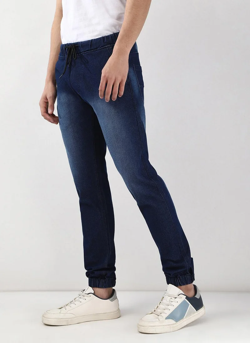 Urbano Fashion  Urbano Fashion Men's Blue Slim Fit Stretch Jogger Jeans for Men | Best Price UAE